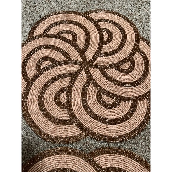 Pier One Beaded Pink/Brown Place Mat of 2 - Picture 2 of 4